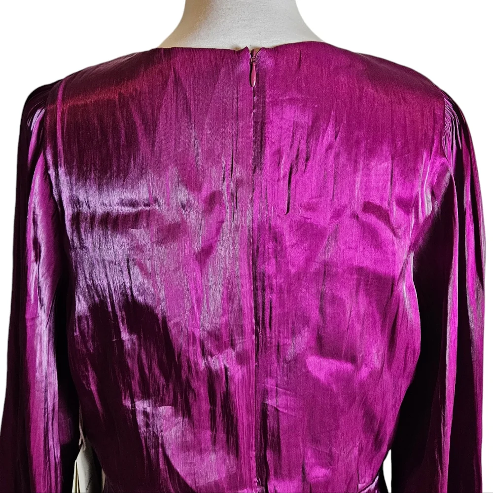 Tularosa Revolve Eliza Magenta Surplice Mini Dress Size Large Asymmetric Flirty - Picture 7 of 16